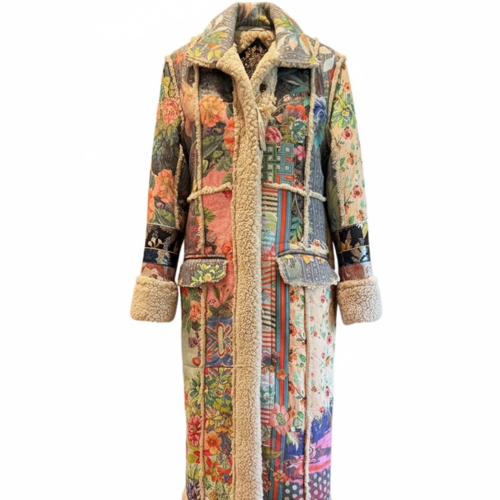 Johnny Was Floral Patchwork Long Coat
